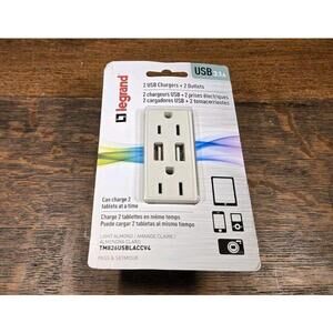 New Legrand Outlet With USB 3.1A Whitel 2 USB Chargers + 2 Outlets